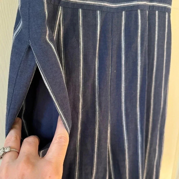 Rachel Roy Linen and Cotton Wide Leg Striped Jumpsuit Women’s size 4 - Picture 4 of 14